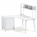 **L-vormig bureau met opslagruimte in wit**