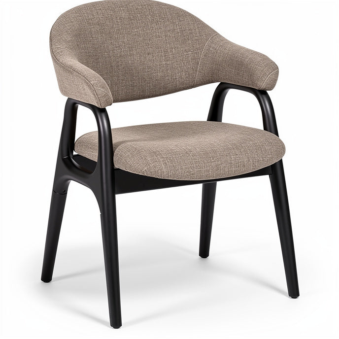 **Moderne stoel met kunststof frame en stoffen bekleding**